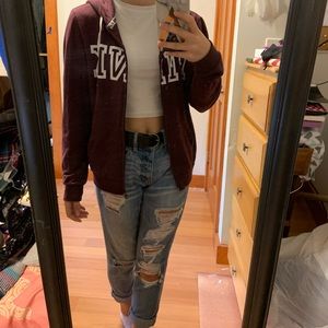 Pink Victoria Secret Maroon Zip Up
